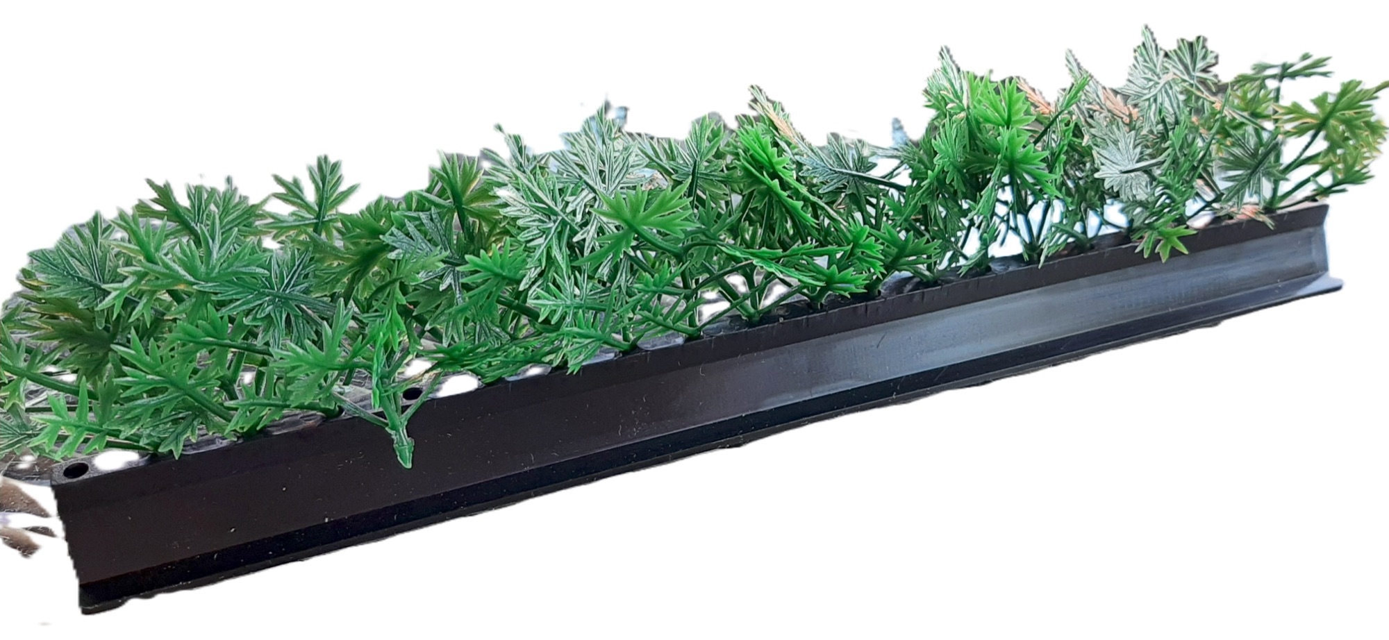 Decostrip groen 25 cm met kunstgroen op zwart kunststof profiel