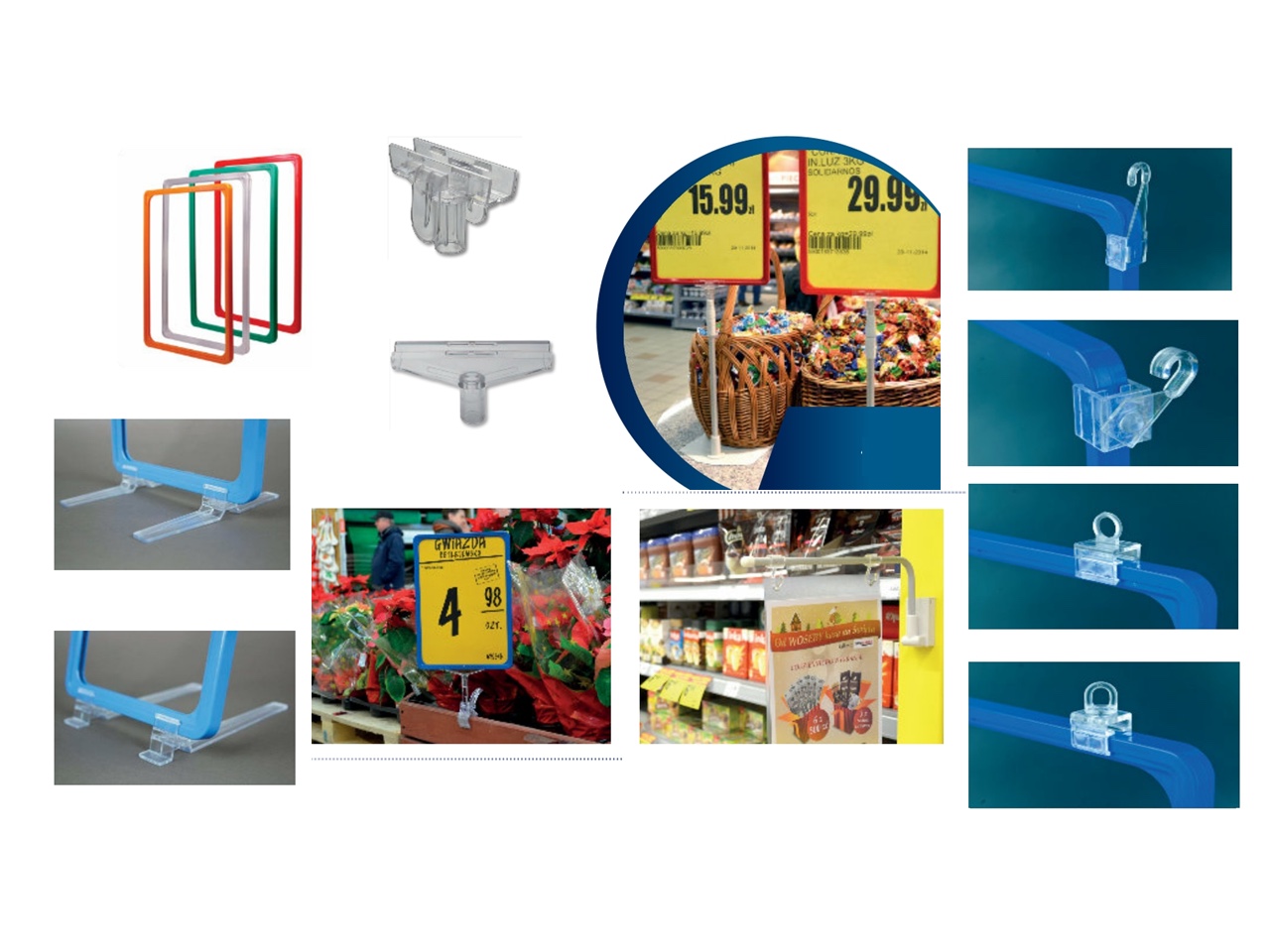 Kadersystemen A6-A3, prijskaderhouders en clips voor retail